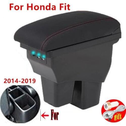 Armrest box For Honda Fit Jazz 2014 2015 2016 2017 2018 central Console Arm Store content box car styling