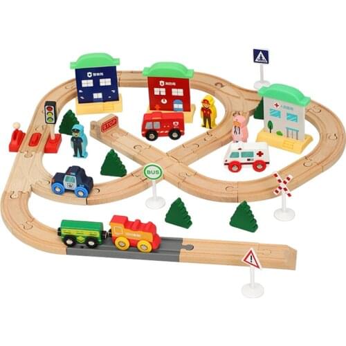 Simple assembled train track car building block track train toy set compatible with wooden small train track children train game