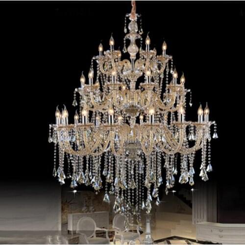 Factory direct three layers of candles crystal chandelier modern led chandelier lights hotel hall KTV staircase crystal lamp