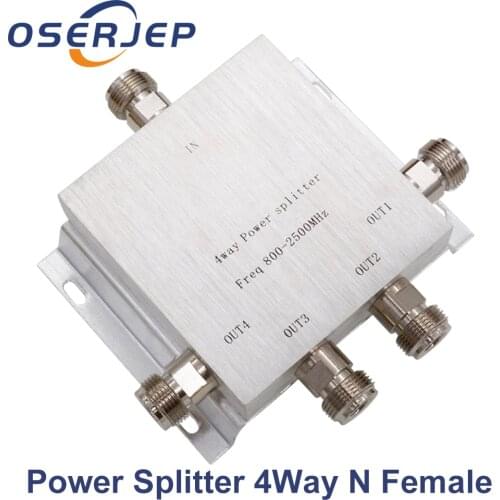 Power Divider Splitter 800~2500MHz 4 Way N 1 In/To 4 for GSM CDMA Wcdma 3G 4g Lte for cable Connect Antenna