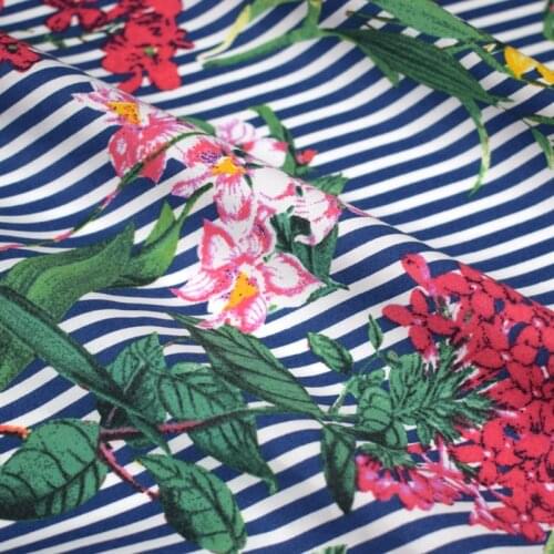 Reactive dyeing width 140cm fashion stripe printed pure cotton fabric for dress tissu patchwork telas tecidos tissus au metre