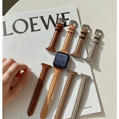 Genuine Leather Band for Apple Watch 44MM 40MM 42MM 38MM Strap on iWatch Bracelet Belt Series SE 6 5 4321 Watchband Accessories