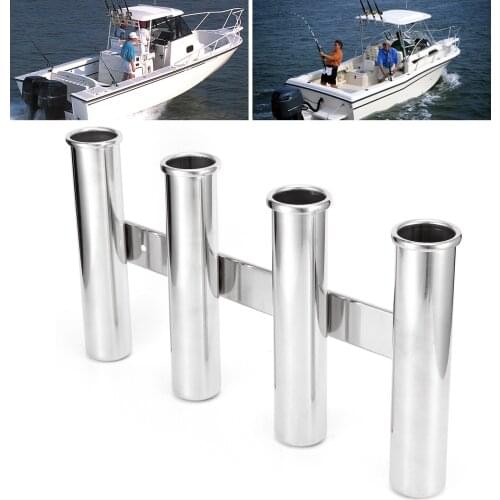 Electric pump Wavemaker Fishing Rod 4 Tube Racks Vertically Mounted Stainless Steel Hardware for Marine Yacht Boat