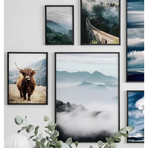 Nordic Yak Poster Palm Wall Art Nature Landscape Canvas Painting Quote Wall Art Pictures For Living Room Modern Decorative Prins