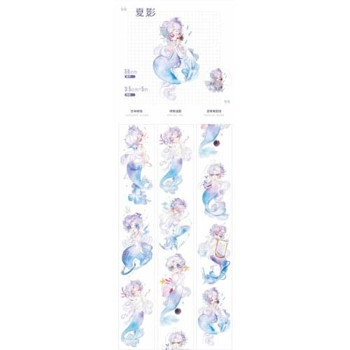 Fairy Mermaid Girl Washi Tape for Card Making Bullet Journal DIY Scrapbooking Decorative Sticker