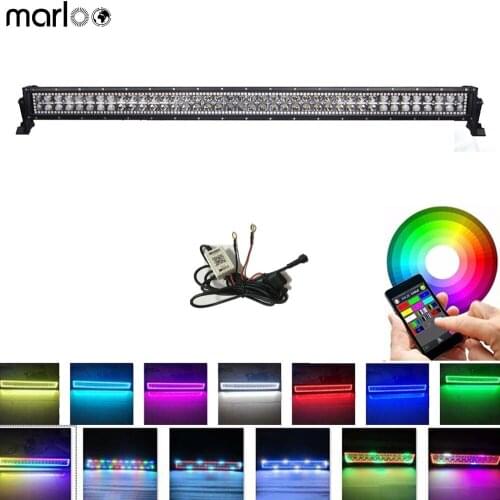 Marloo 240W 42 Inch RGB Led Work Light Bar APP Bluetooth Control Strobe Multicolor for Offroad Vehicle Jeep Boat Driving Cars