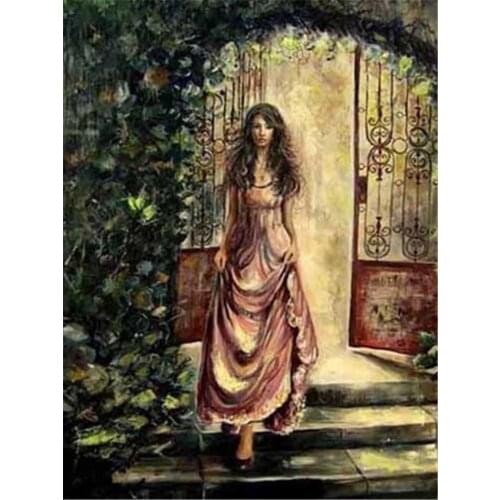 Portrait Woman Printed Fabric 11CT Cross Stitch DIY Embroidery Complete Kit DMC Threads Craft Painting Sewing Handmade Decor