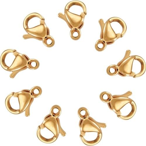 100pcs Stainless Steel Gold Color Lobster Clasps for Bracelets Necklaces Hooks Chain Closure Jewelry Making Findings Accessories