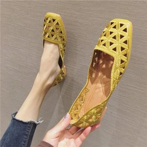 Women Summer 2021 Newest Casual Breathable Flats Hollow Out Soft Sole Shallow Slip On Ladies Shoes Zapatos De Mujer