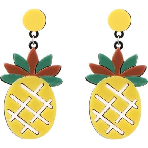 2019 New Summer Fruit Earrings Lovely Candy Color Statement Pineapple Drop Earrings For Women Girls Wedding Gifts Jewelry