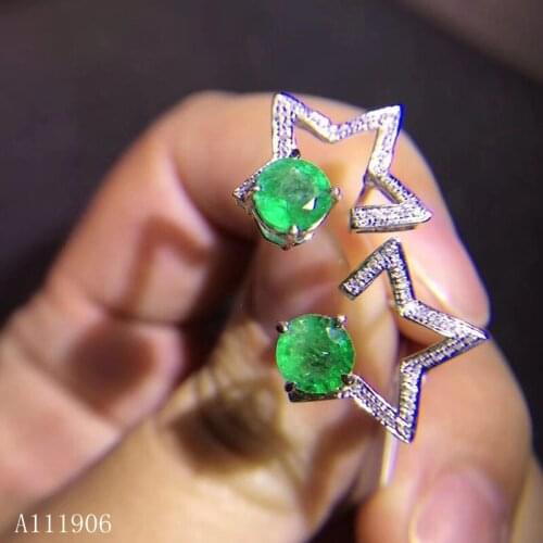 KJJEAXCMY Fine Jewelry 925 sterling silver inlaid natural emerald female earrings support detection luxury