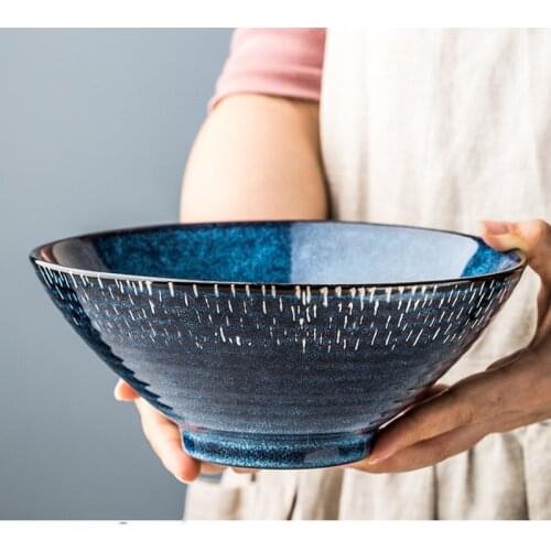Starry Thread Bowl Ceramic Ramen Bowl Large Soup Bowl Household Hat Bowl Salad Bowl