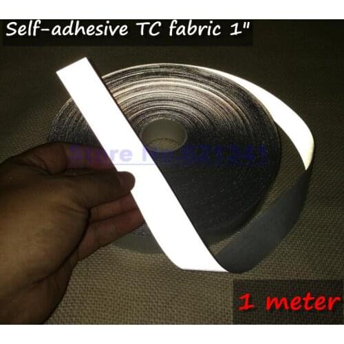 1meter 25mm(1") Self-adhesive Bright Silver Reflective Fabric TC Tape Safety Warning Reflective Material Tape