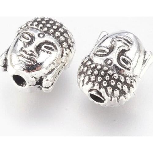 10pcs Tibetan Style Alloy Beads Buddha Head 10x9x8mm Hole:2mm For DIY Jewelry Making Handicrafts Supplies