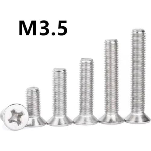 200pcs/lot GB819 DIN965 M3.5x6/8/10/12/14/16/20mm stainless steel 304 phillips flat countersunk head micro mach