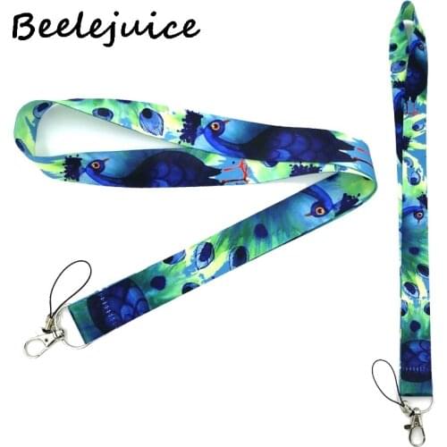 24pcs Peacock Neck Strap Lanyards ID badge card holder keychain Mobile Phone Strap Gift Ribbon webbing necklace decorations