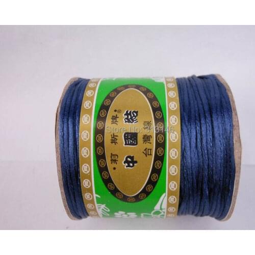 80M/Spool 1.5MM Dark Navy Blue Braided Macrame Nylon Chinese Knot Cord Beading Satin Shamballa String Thread Rope for Handicraft