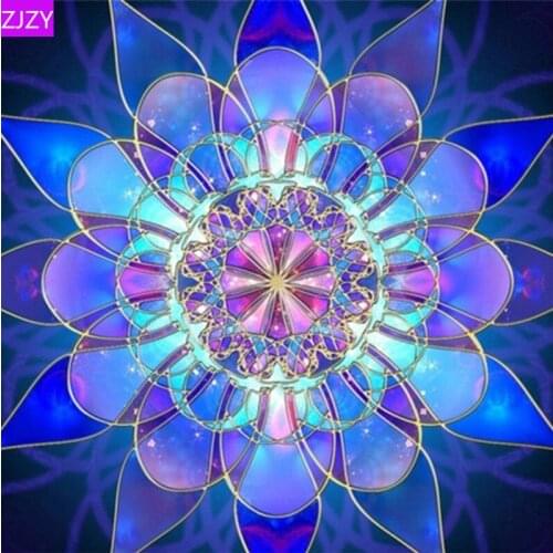 ZJZY 5D Diy Diamond Painting Sale Diamond Mosaic Full Round Resin Rhinestone Diamond Painting Embroidery "Mandala Flower" LY428