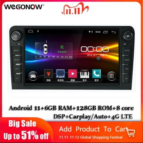 DSP IPS 8'' Android 10.0 8Core 4GB 64GB Car DVD Player GPS Map WIFI Bluetooth Radio For Audi A3 2002-2010 2011 S3 RS3 RNSE-PU