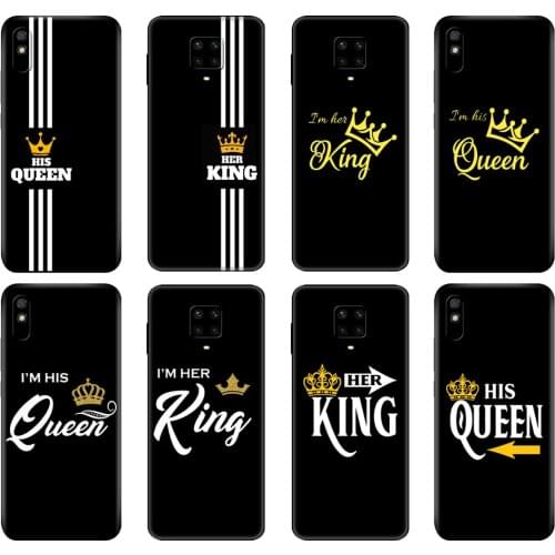 Black tpu Case For Xiaomi Redmi 7A 8 8A 9 9A 9C Case Redmi Note 8T 8 Pro T Note 9 9S 9 Pro Case King Queen Lovers Couple