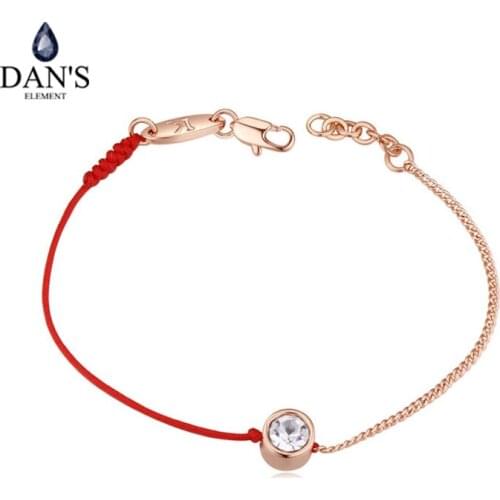 DANS Real Austrian Crystal jewelry thin red thread string rope Charm Bracelets for women Fashion New Hot 117884