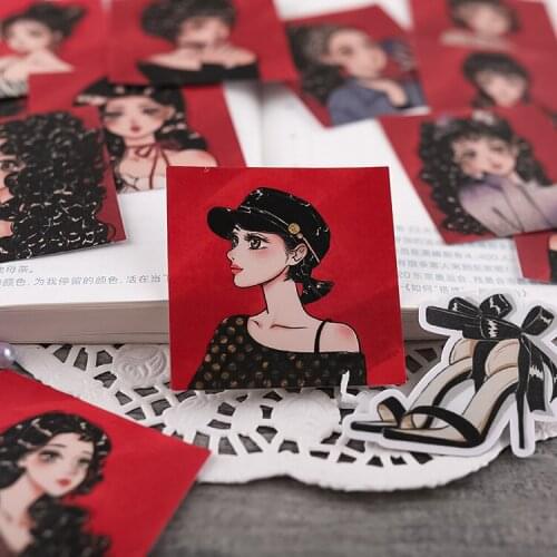 40pcs Cold Girl Cartoon Album Scrapbook Waterproof Decoration Sticker DIY Handmade Gift Scrapbook Sticker