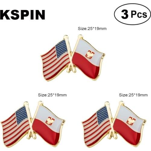 U.S.A.& Poland Frendship Lapel Pin Brooches Pins Flag badge Brooch Badges