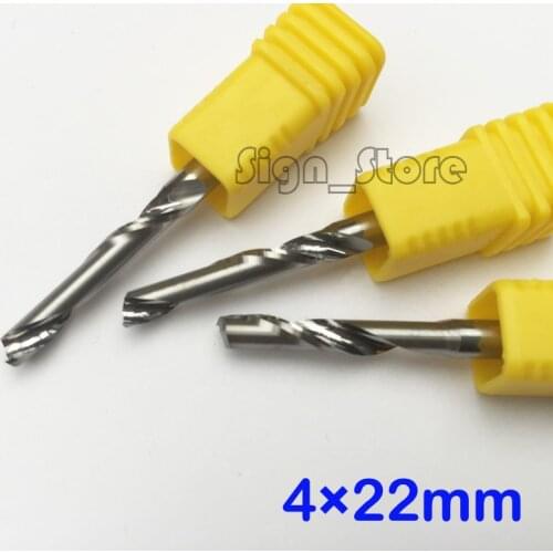 10pcs 4*22mm AAA grade one /single flute solid carbide spiral milling cutter CNC router end mill bits for aluminum copper