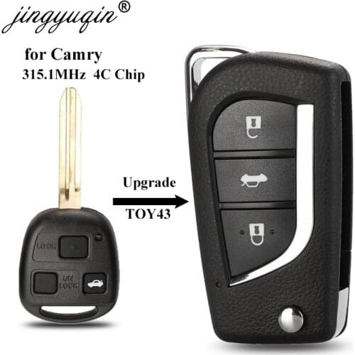 Jingyuqin Upgrade 2 Button/ 3B Remote Folding Key for Toyota Camry 315MHz 4C Modified Flip Keys Fob Control