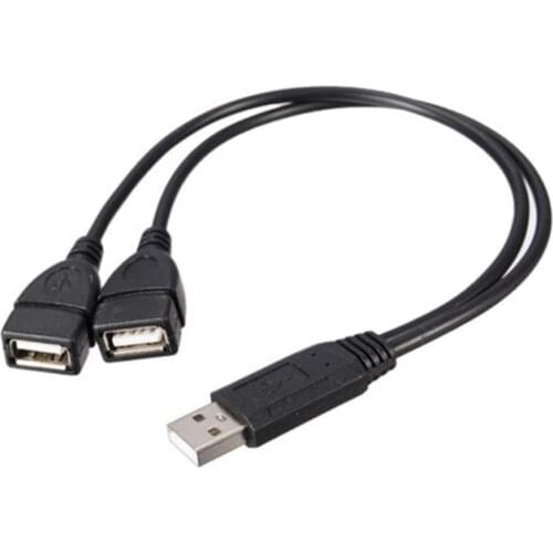 USB 2.0 A Male To 2 Dual USB Female Jack Y Splitter Hub Power Cord Adapter Cable