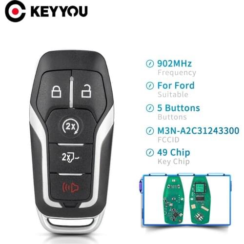 KEYYOU For Ford Fusion Explorer edge Mustang 2013 2014 2015 2016 2017 M3N-A2C31243300 ID49 902MHZ Smart Keyless Car Remote Key