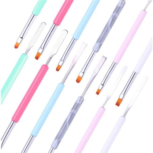 Nail Drawing Brush UV Gel Powder Dust Cuticle Handle Double Head Nail Pen Manicure Nail Art Tool