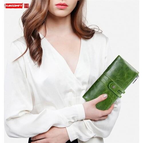 New Fashion Women Wallet Genuine Leather Ladies Long Wallet Card Holder Leather Female Clutch Bag Casual Long Section Suede