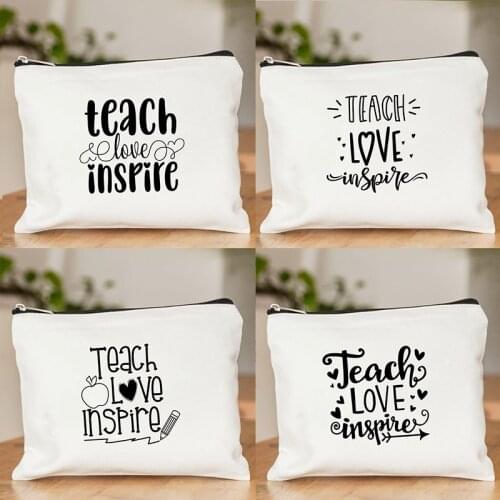 Multifunction Man Women Makeup Bag Teacher Love Inspire Print Cosmetic Bag Travel Toiletry Bag Storage Wash Pouch Teacher Gift