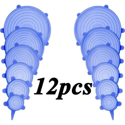 12/24pcs Reusable silicon stretch lids universal lid Silicone food wrap bowl pot lid silicone cover pan cooking Kitchen Stoppers