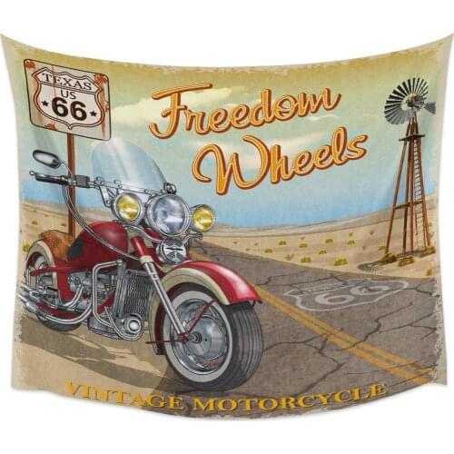 Motorcycle Highway Retro Style Tapestry Wall Hanging Home Wall Decor Blanket Bedroom Tapestry Yoga Mat