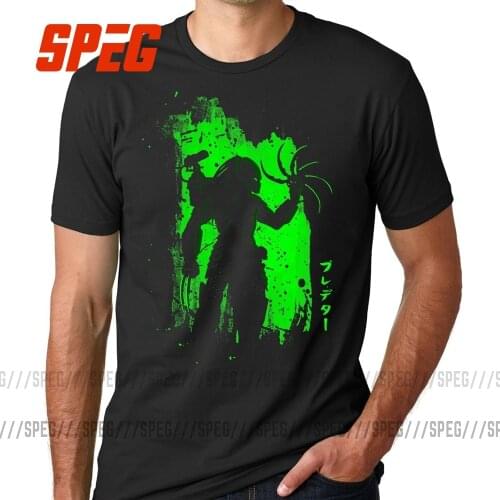 Black Tee Shirt Men Aliens vs Predator T Shirts Male Cotton Short Sleeve Plain Clothes Create Mens Street T-Shirt Round Neck
