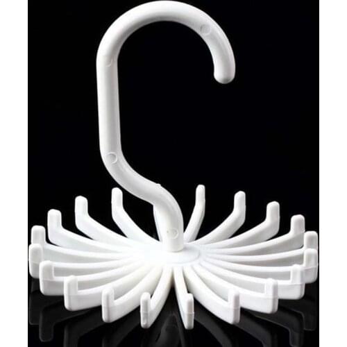 Home Storage Organization White Plastic Tie Rack Rotating Hook Tie Holder 1 Piece 20 Hooks Ties/Belts/Scarves Bow tie Hanger