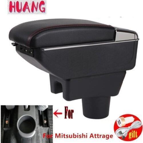 Armrest box For Mitsubishi Attrage Mirage Rotatable Large space Center Centre Console Storage Box with Cup holder ashtray USB in