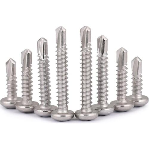 M3.9 M4.2 M4.8 M5.5 304 stainless steel phillips round head drilling screws cut-off slotted self-tapping drill tail screws