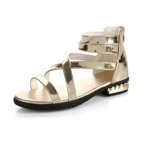 Girls Sandals Childrens Shoes girls PU summer princess shoes wholesale flat hot new 2018 zip fashion Gladiator gold sliver colo