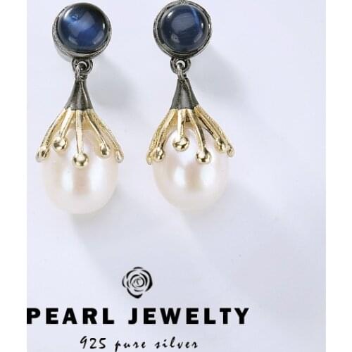 2019 Baroque Vintage Earrings For Women 100% Authenic 925 Sterling Silver Earrings Pearl&Opal Fine Jewelry Wholesale