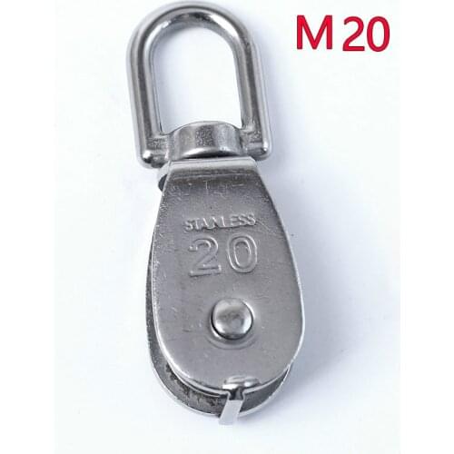 Stainless Steel M20 Pulley Steel Wire Pulley Single Wheel Swivel Lifting Rope Pulley Block For Wire Rope Durable Gravity Skating