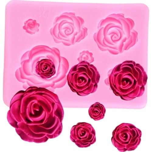 Rose Flower Silicone Mold Wedding Cupcake Topper Fondant Cake Decorating Tools Sugarcraft Candy Polymer Clay Chocolate Moulds
