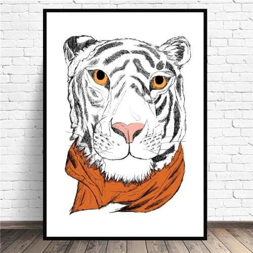 Mr Tiger Animal Art Print Modern Poster Wall Pictures Living Room Decor