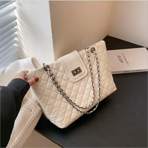 Female Shoulder Bags Pu Leather Lingge Chain Bag Casual Fashion Solid Color Larger Capacity Square Bags For Women Сумка Женская