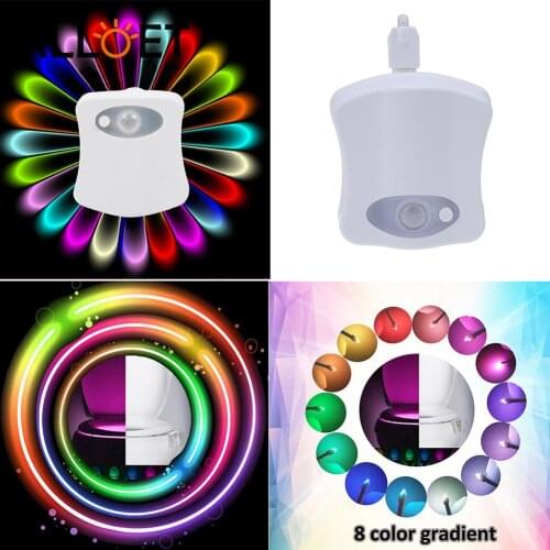 LED Luminaria WC Toilet Hanging Backlight Multi Function Smart Body Motion Sensor Battery Powered Toilet Seat Night Light