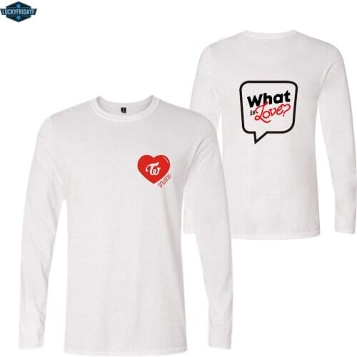 Loose 2018 TWICE Long Sleeve Tee Shirt Men T Casual Bangtan Hip Hop Woman Tshirt Top Fans Female Fashion T Shirt Men Cotton