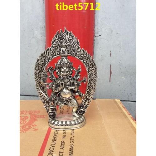 Tibet Buddhist brass coated silver Vajra Krodha Mahabala Ucchusma buddha statue Bronze Finish Buddha Healing Statue