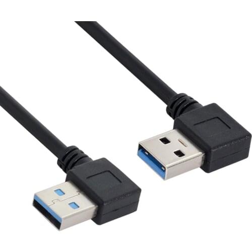USB 3.0 Type A Male 90 Degree Left Angled to USB 3.0 A Type Right Angled Extension Cable